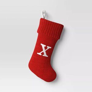 Letter “X” Monogram 20" Red Knit Target Wondershop Stocking New